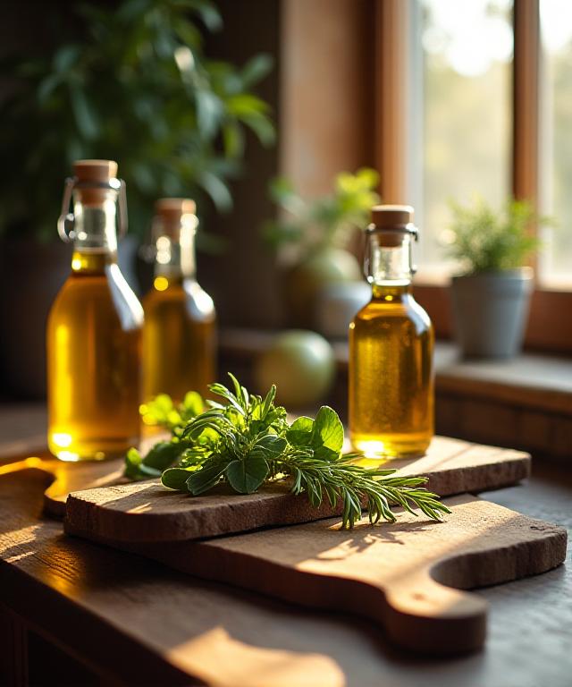 Warm kitchen interior with fresh ingredients