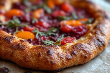 Seasonal root vegetable galette with ancient grain crust