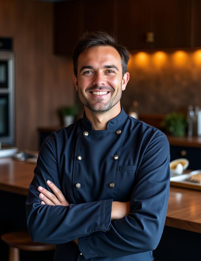 Chef and founder of Palate Revival in a modern industrial kitchen